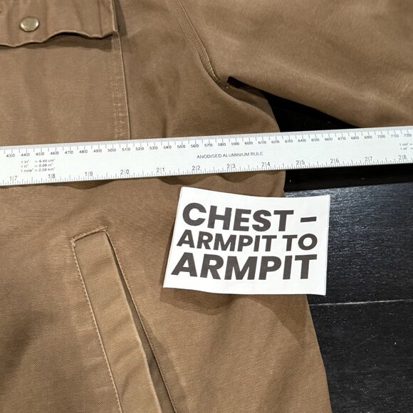 VTG 90s Y2K Chore Barn Coat Tan Work Wear Canvas Cotton Gap Jacket Mens Large - Picture 14 of 16